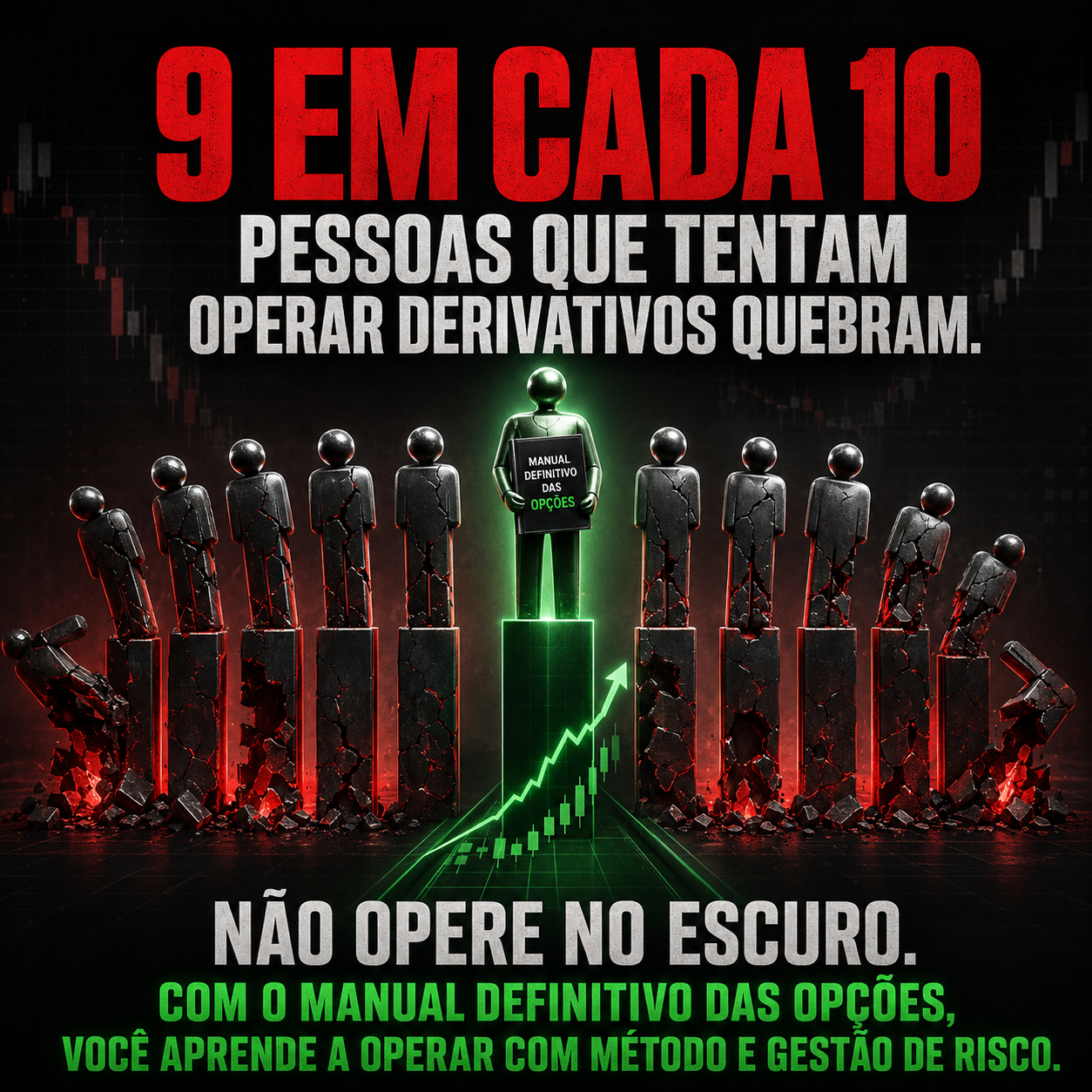 9 em cada 10 pessoas que tentam operar derivativos quebram. Não opere no escuro.